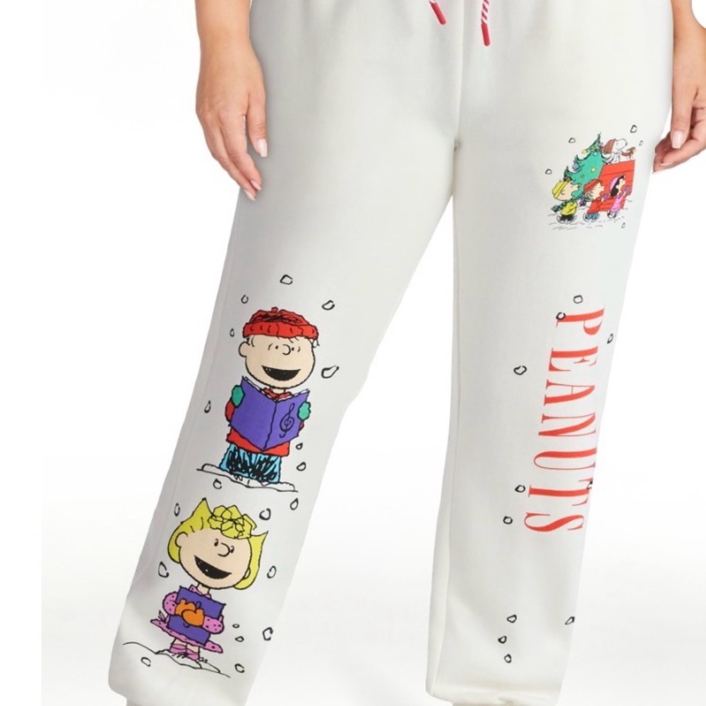 Peanuts women’s sweatpants- White with Colorful Characters, Brand new with tag